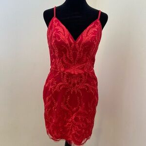 Sequin and Lace Homecoming/Party Dress Red Size Medium